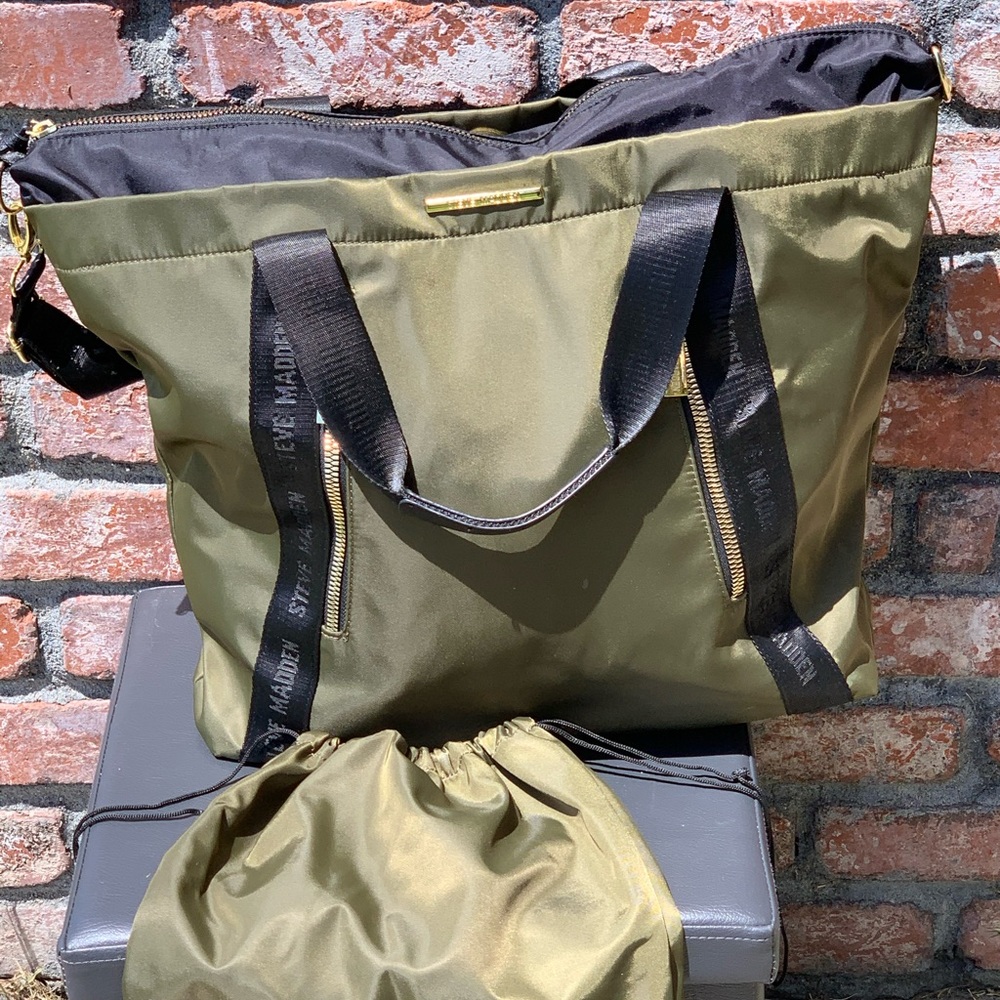 Olive/Blk/Gold trim Steve Madden Duffel